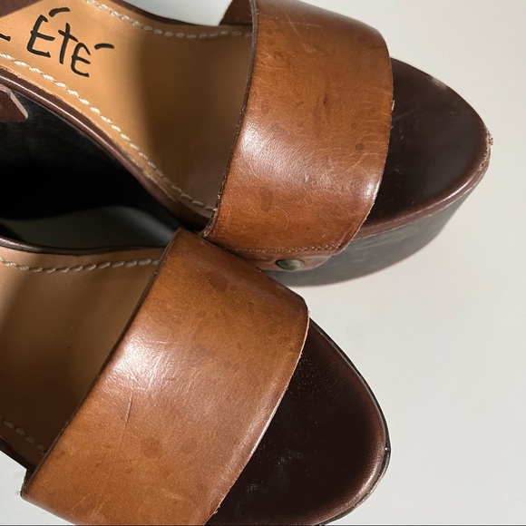 Lanvin 2 tone brown wedge sandals - Picture 8 of 8